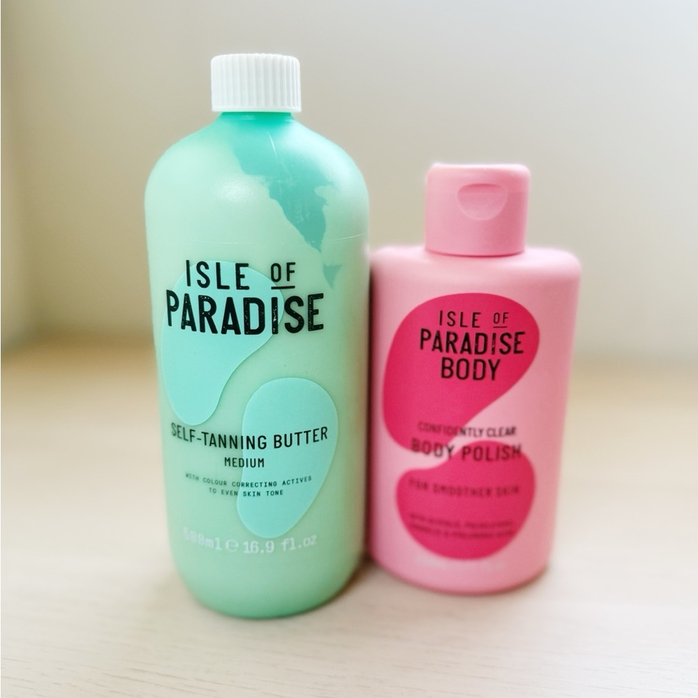 Isle of Paradise Mint Green Self-Tanning Butter and Pink Body Polish
